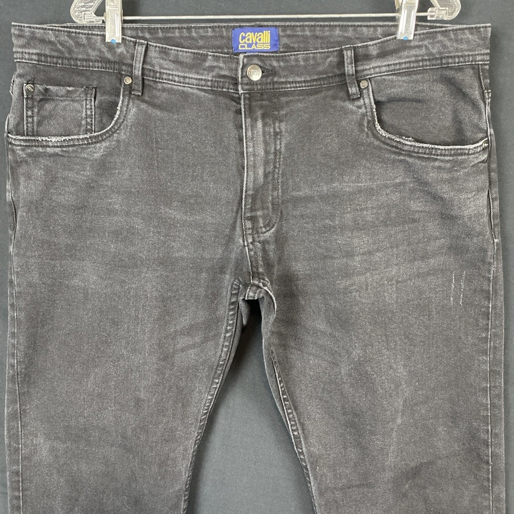 Authentic Cavalli Class Mens Black Denim‎ Straight Leg Jeans Pants Size  38